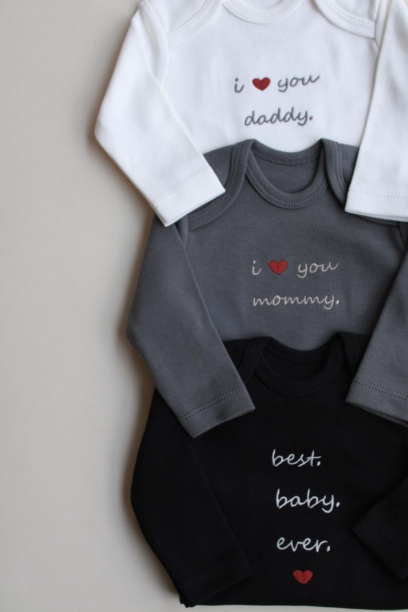 3-Piece Embroidered Long Sleeve Bodysuit Set Model 7