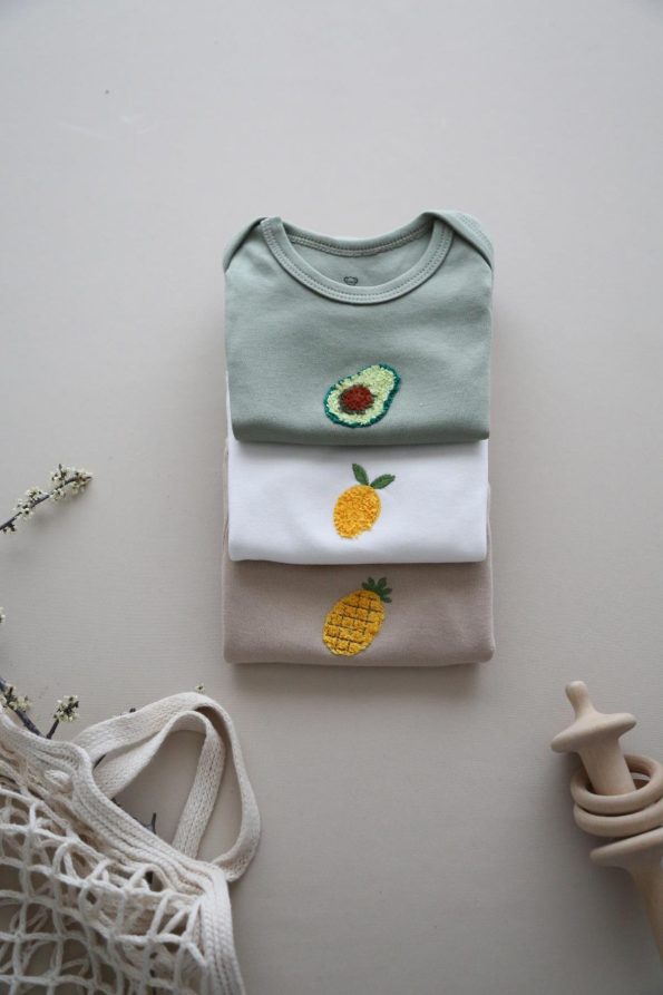 3-Pack Embroidered Short Sleeve Bodysuits
