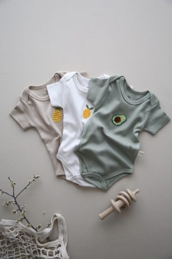 3-Pack Embroidered Short Sleeve Bodysuits