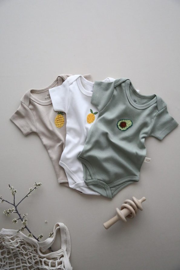 3-Pack Embroidered Short Sleeve Bodysuits