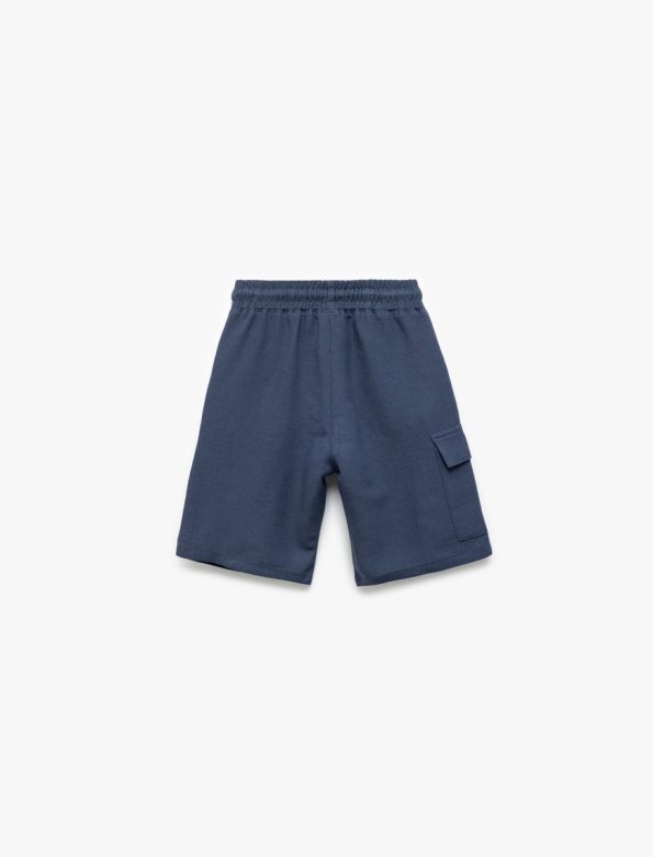 Boys' Cargo Shorts with Drawstring Waist in Linen and Viscose Blend