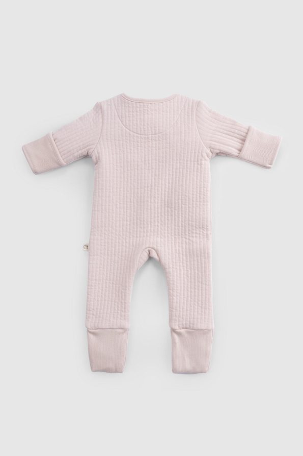 Quilted Pink Baby Romper with Footies and Gloves