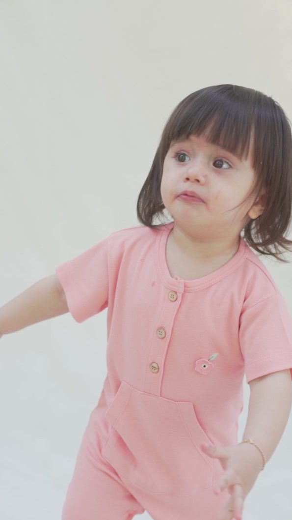Bamboo Short Sleeve Baby Pink Romper