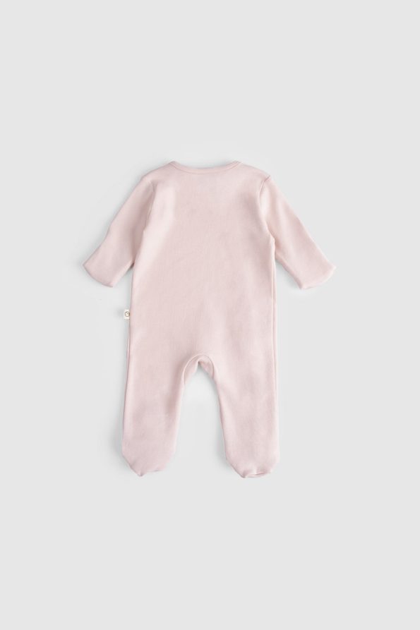 Organic Cotton Pink - Cream Footed Baby Romper Set