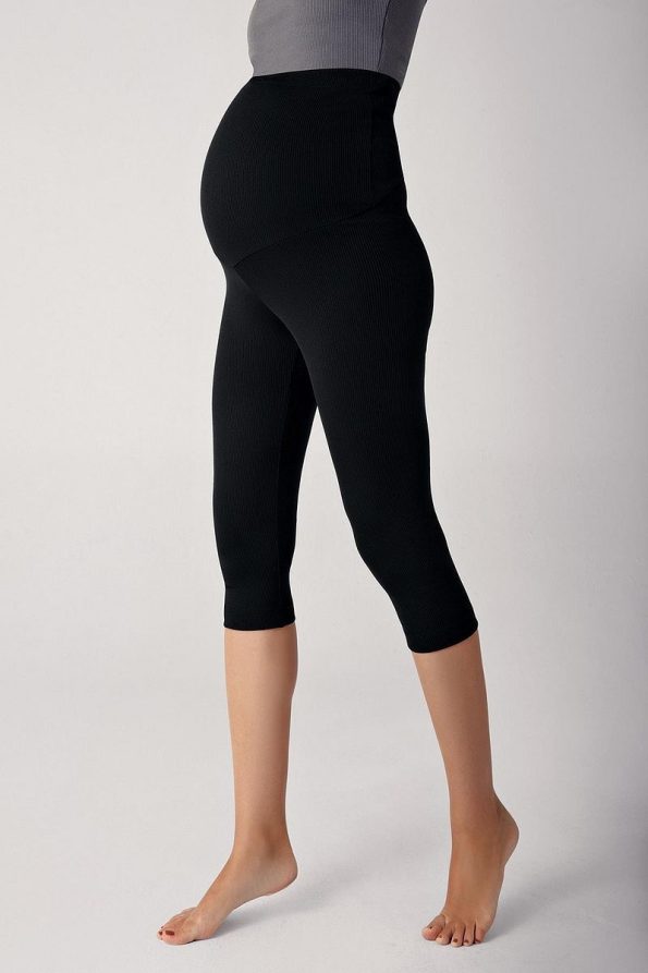 Adjustable High-Waisted Stretch Maternity Capri Leggings