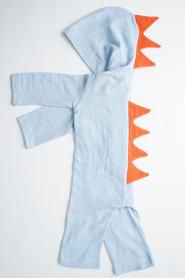 Silk Satin Dinosaur Print Hooded Romper for Boys and Girls