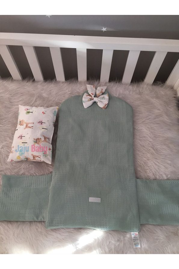 Jaju Baby Nest Green Waffle Fabric Fawn Design Baby Changing Bag