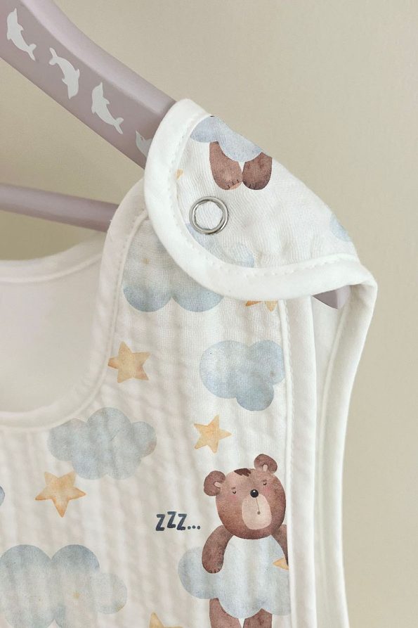 Tuğba Swan 4-Layer Muslin Baby Sleep Bag (0-18 Months) - Sleepy Bear