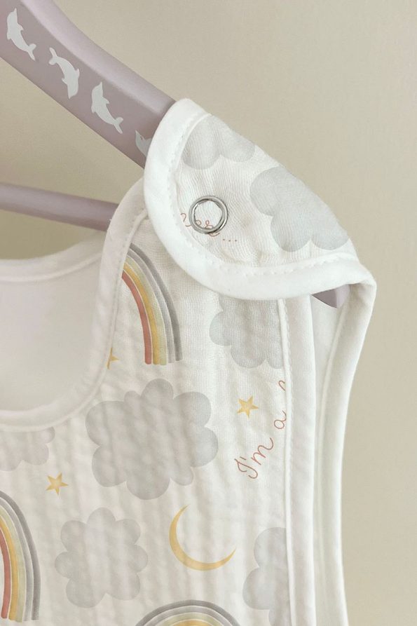Tuğba Swan 4-Layer Muslin Baby Sleep Sack (0-18 Months) - Rainbow and Clouds