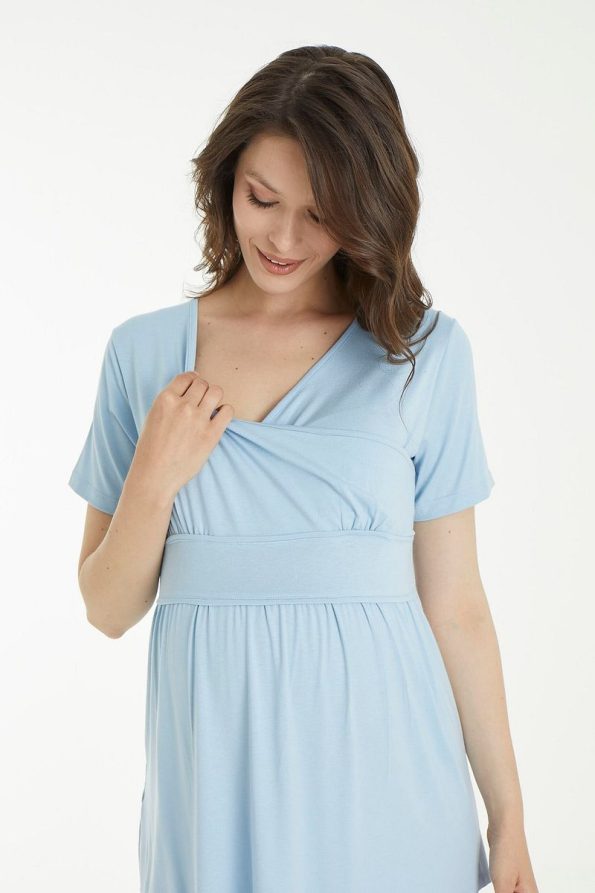 Miss World Lissa Blue Striped Maternity and Nursing Pajama Set