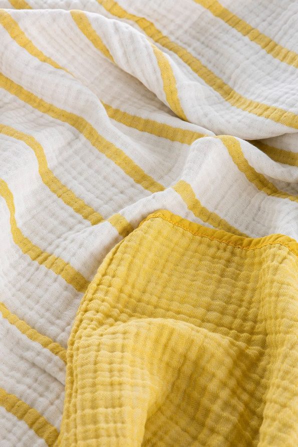 Caline Baby 4-Layer Muslin Blanket 120x120cm - Mustard Striped