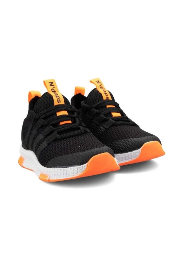 KunduraHane Black White Orange Ultra Lightweight Flexible Comfortable Kids' Walking and Sports Shoes