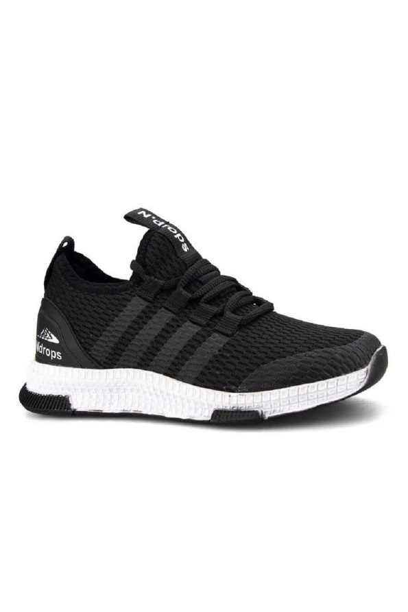 KunduraHane Black and White Ultra Lightweight Flexible Comfortable Kids' Walking and Sports Shoes