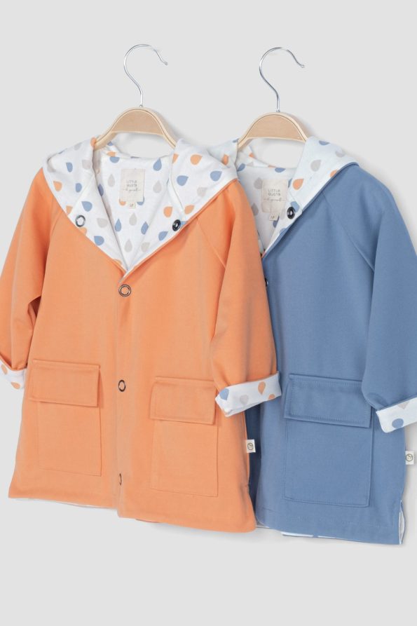 Hooded Organic Cotton Baby Raincoat Faded