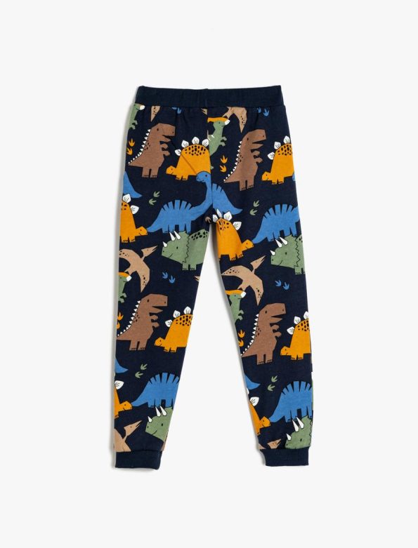 Boys' Dino Print Fleece Lined Jogger Pants with Drawstring