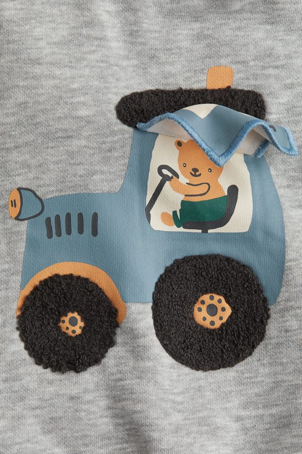 Detailed Motif Fleece Lined Sweatshirt