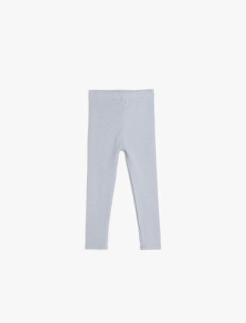 Girls' Cotton Basic Long Leggings with Elastic Waist