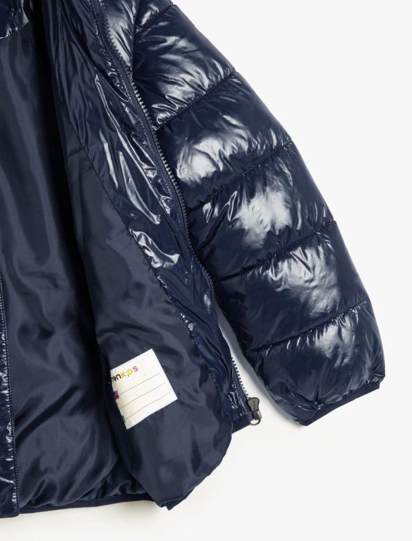 Boys' Quilted Jacket with Stand Collar and Zipper