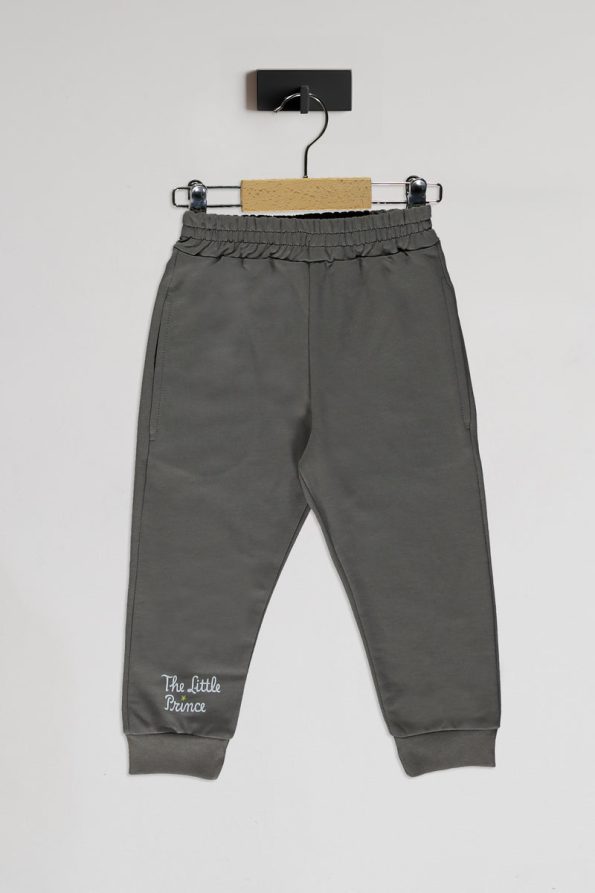 Little Prince Patterned Gray Cotton Sweatshirt Set