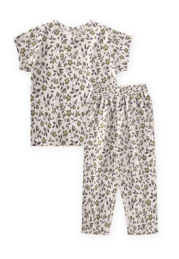 Printed Pajama Set for Ages 1-7 in Off-White