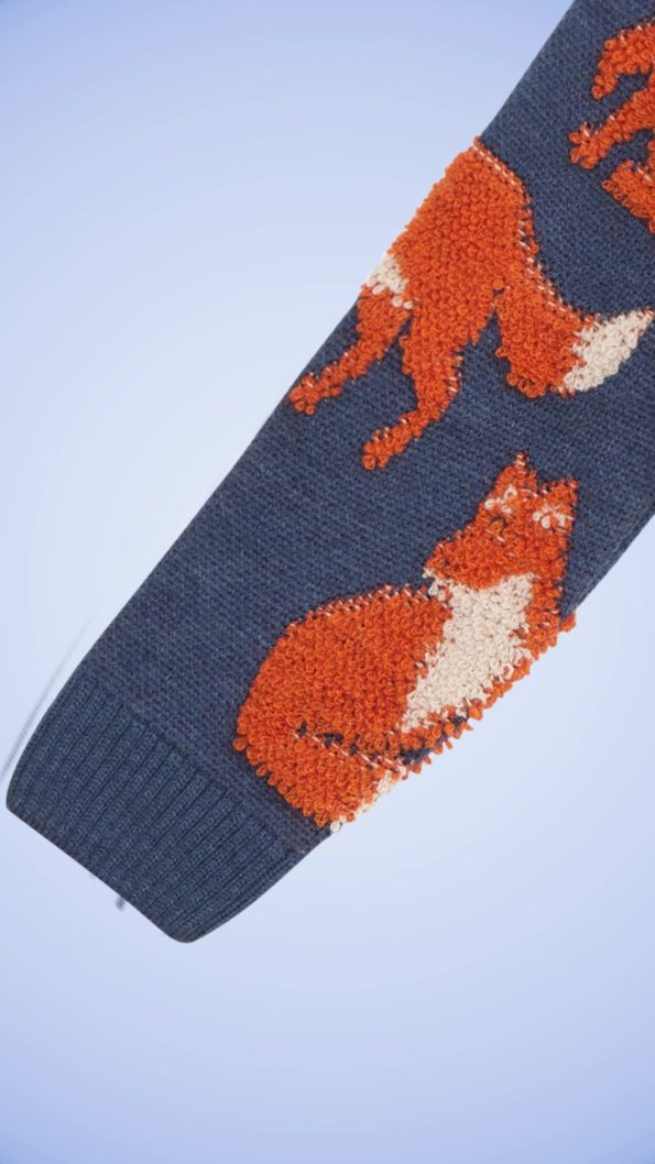 MSHB&G Fox Navy Blue Long Sleeve Knit Sweater for Boys