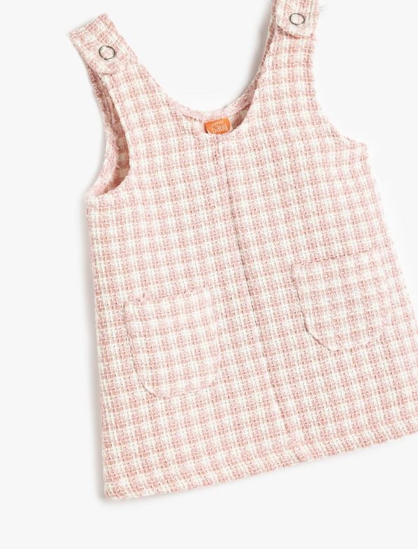 Girls' Midi Length Tweed Dress with Pockets in Cotton Blend