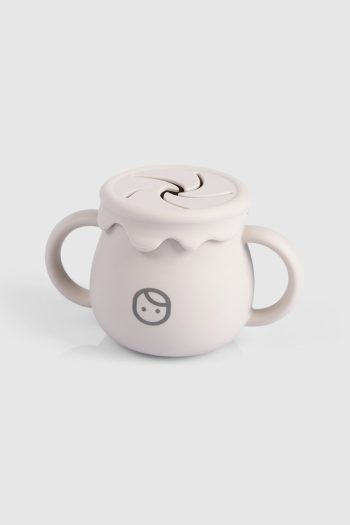 Beige Silicone Straw Cup and Snack Cup