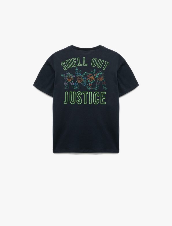 Boys' Short Sleeve Cotton Oversized T-Shirt with Ninja Turtles Print