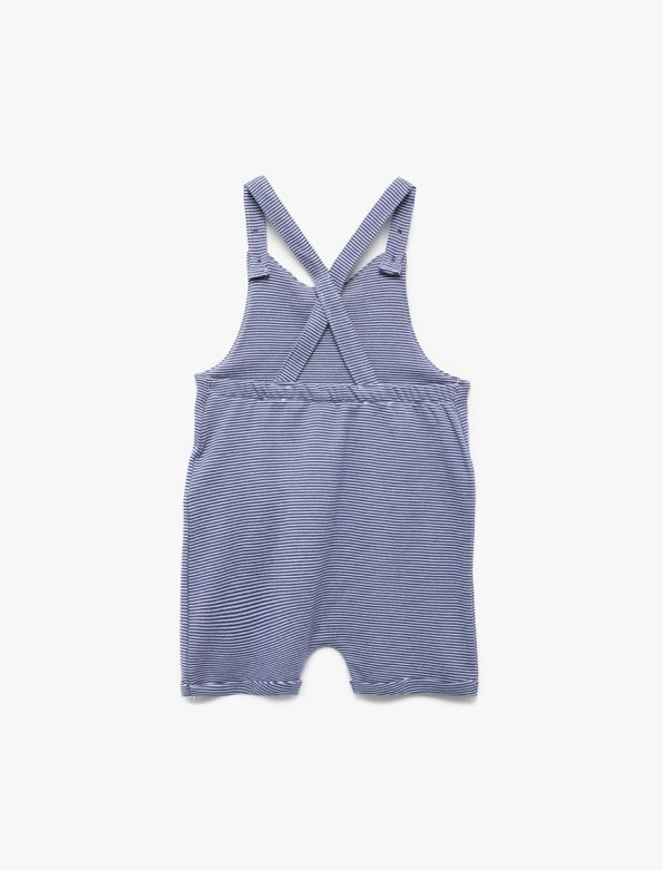 Boys' Whale Appliqué Striped Overalls