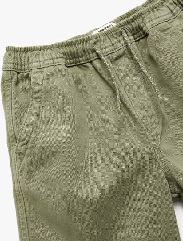 Boys' Cotton Pocket Detail Elastic Waist Chino Shorts