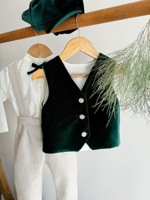 Merlin Pine Green Vest Romper Shirt