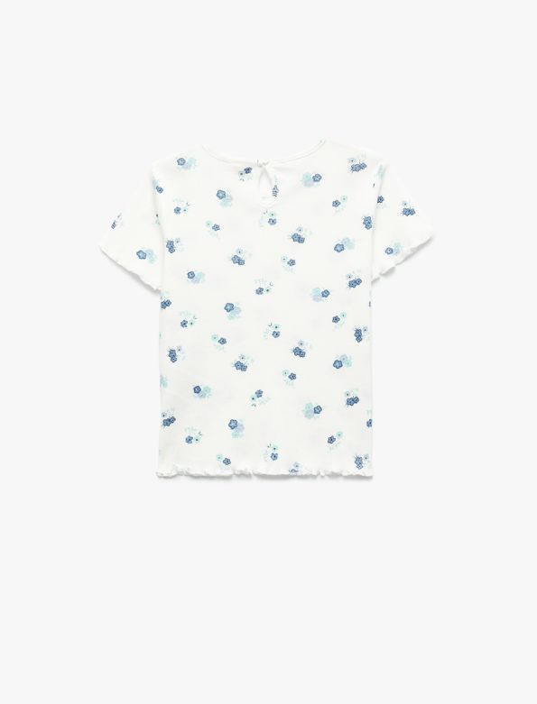 Girls' Floral Print Short Sleeve Cotton T-Shirt