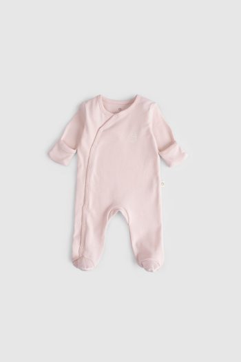 Organic Cotton Pink - Cream Footed Baby Romper Set
