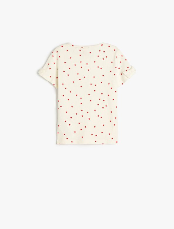 Girls' Cotton Short Sleeve Bicycle Neck T-Shirt with Bow Detail