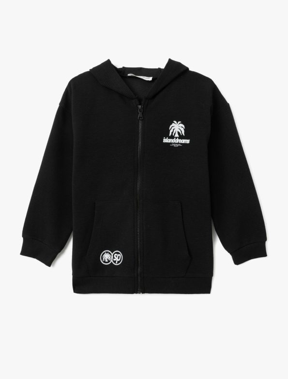 Boys' Palm Print Hooded Zip-Up Sweatshirt