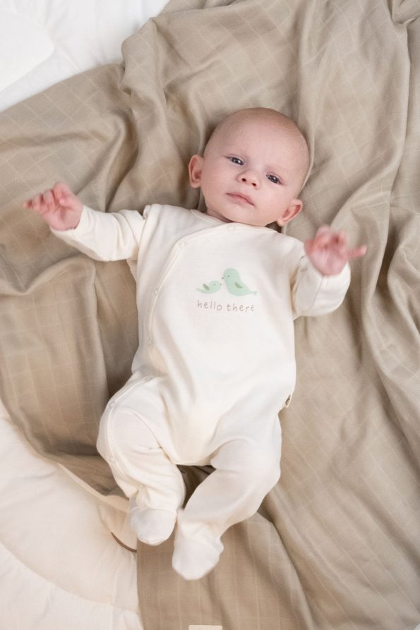 2-Piece Organic Cotton Footed Jumpsuit Set with Mittens