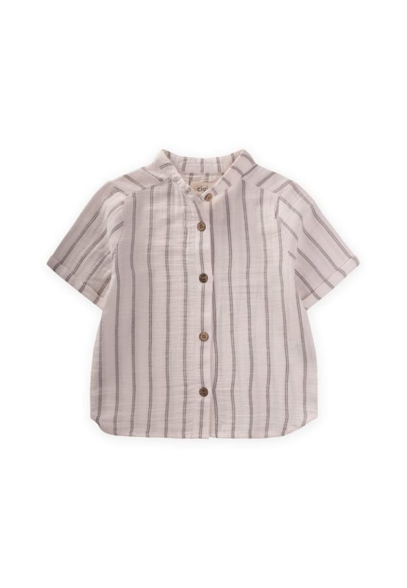 Striped Muslin Shirt for Ages 2-10 in Black