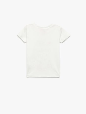 Girls' Short Sleeve Rabbit Print Cotton T-Shirt