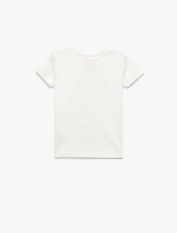 Girls' Short Sleeve Rabbit Print Cotton T-Shirt