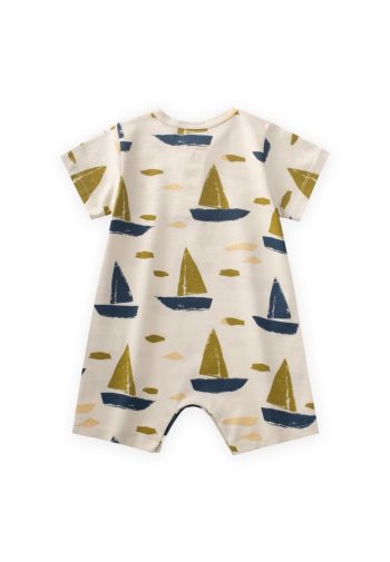 Patterned Romper for Ages 0-4 in Ecru