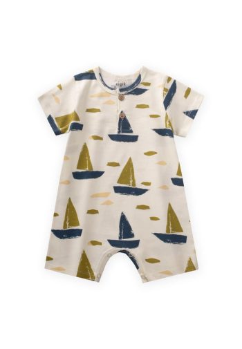 Patterned Romper for Ages 0-4 in Ecru