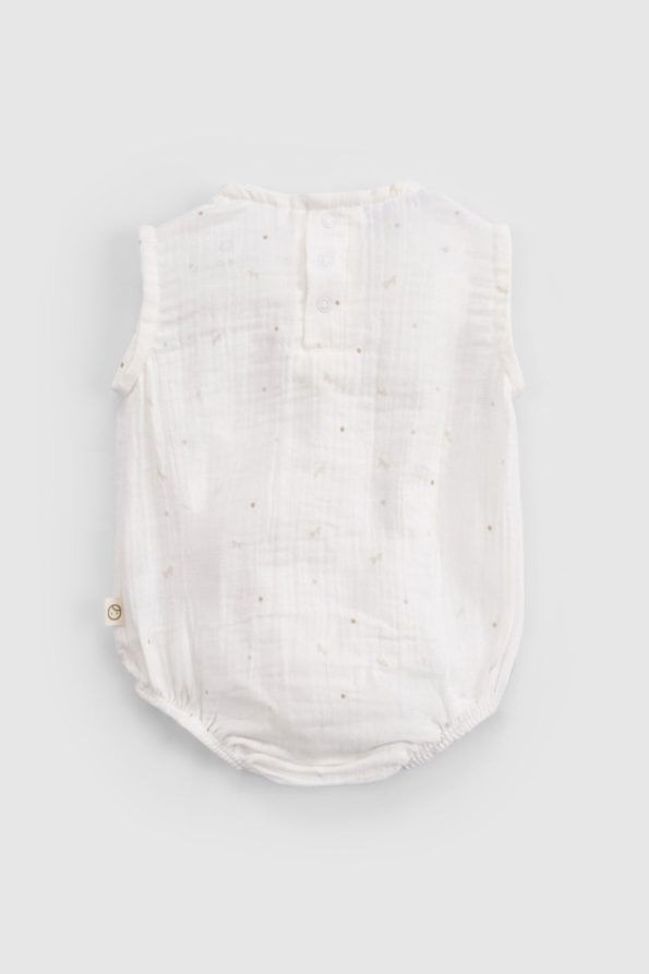 Organic Cotton Muslin Ecru Baby Sleeveless Bodysuit