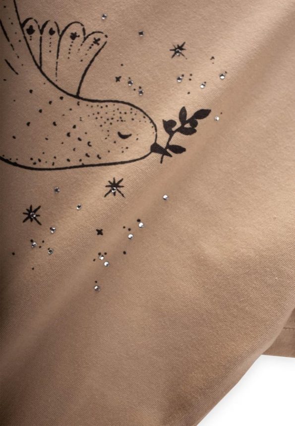Bird Print Muslin Skirt Set for Ages 2-8 Beige