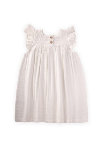 Embroidered Organic Muslin Dress 2-8 Years Cream
