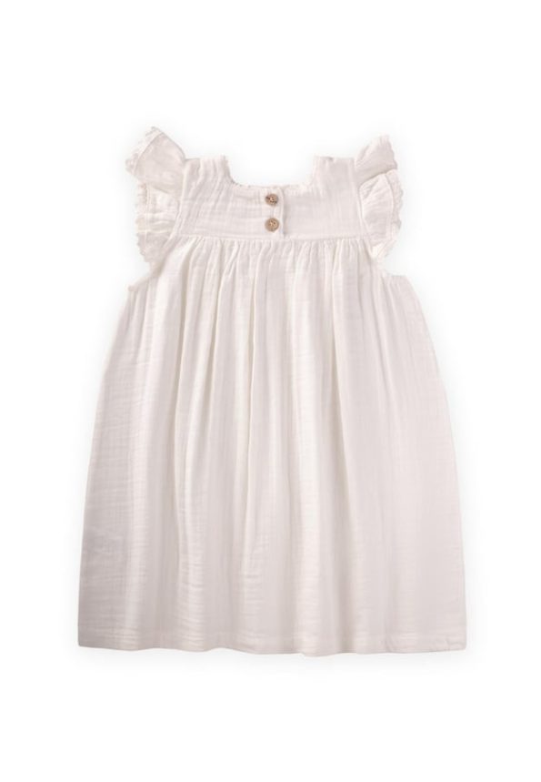 Embroidered Organic Muslin Dress 2-8 Years Cream