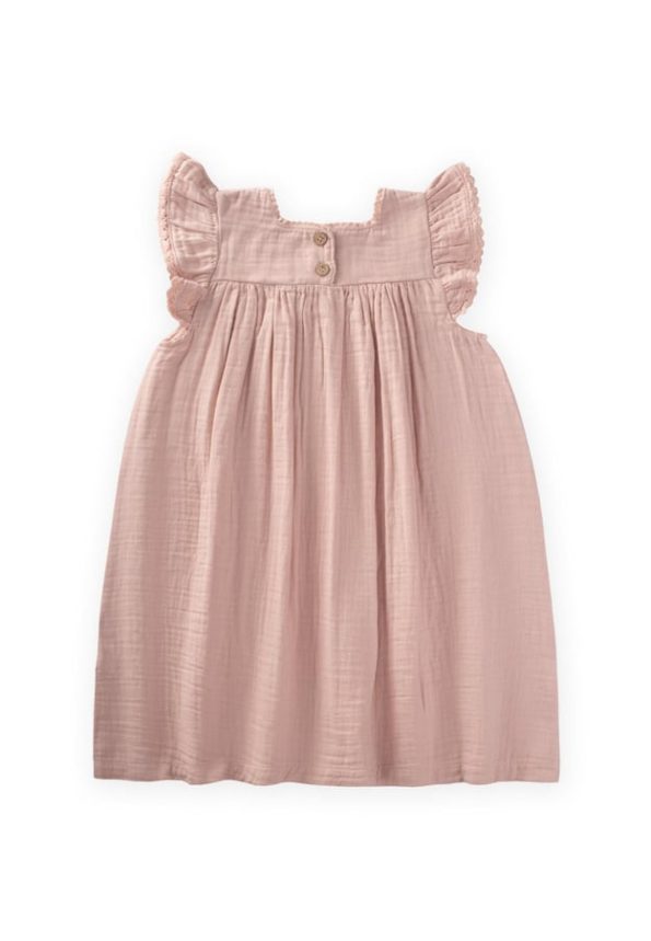 Embroidered Organic Muslin Dress 2-8 Years Blush Pink
