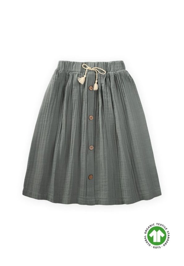 Organic Muslin Skirt for Ages 2-8 in Sage Green
