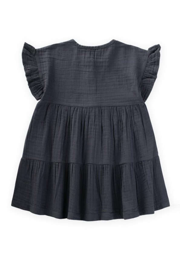 Organic Muslin Dress for Ages 2-8 in Anthracite