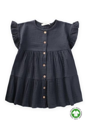 Organic Muslin Dress for Ages 2-8 in Anthracite