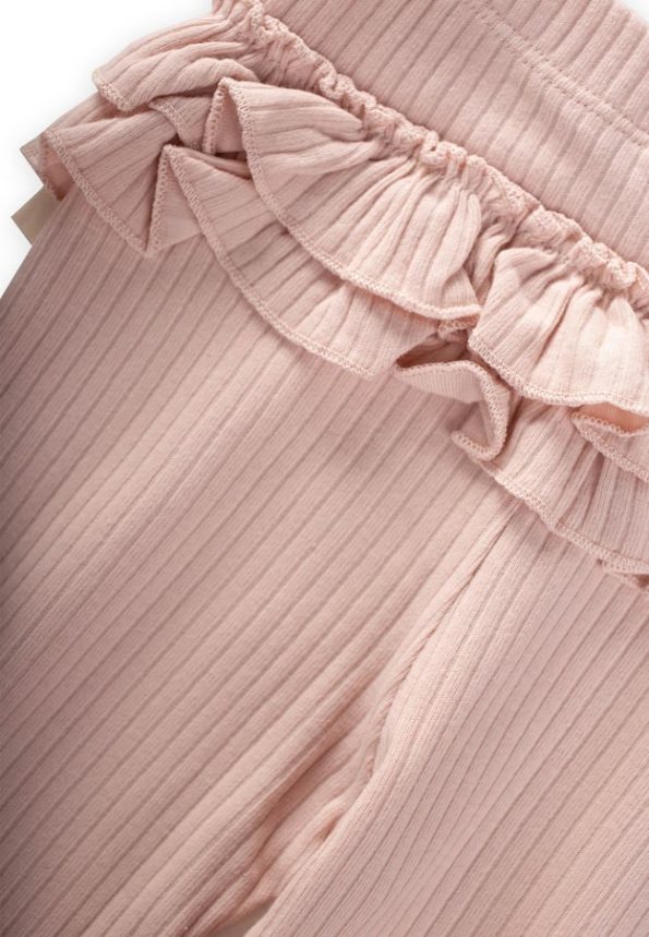 Ruffled Back Ribbed Leggings 0-3 Years Powder Pink